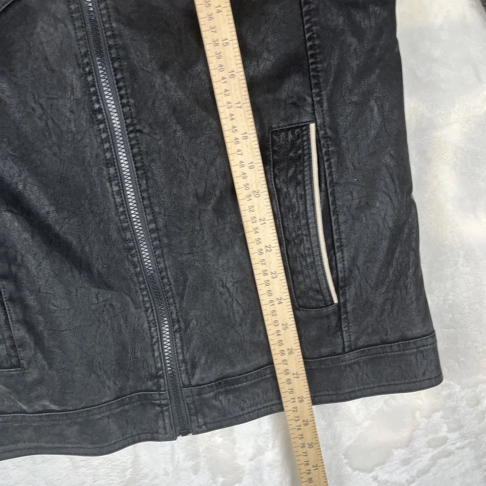 Buckle‎ Faux Suede Jacket Men's Small Black Distressed Zip Biker Piping Details